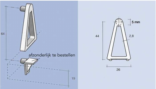 Schap kantelborging wit 5mm