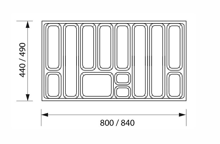 Bestekindelingen Linea. (brxd)  840 mm x 490 mm. Antraciet