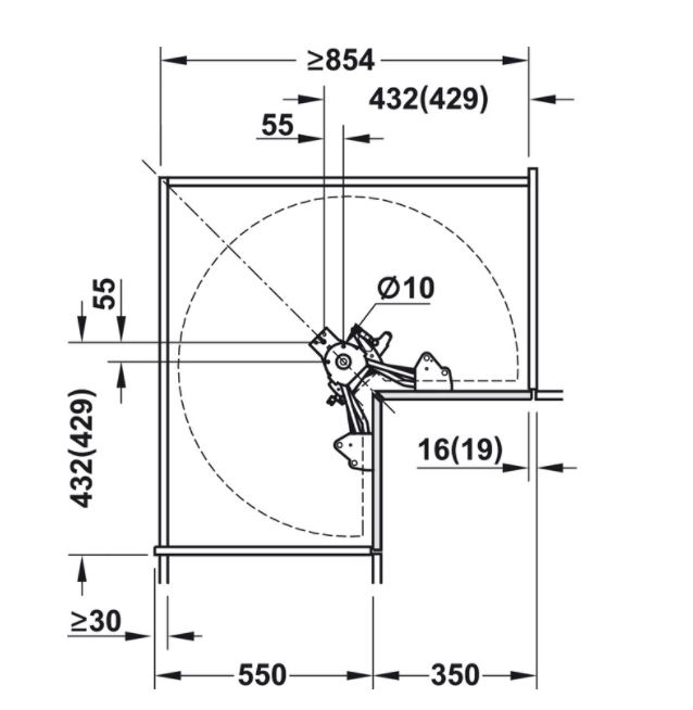 Binnenwerk voor carrouselkast 90x90 0MM