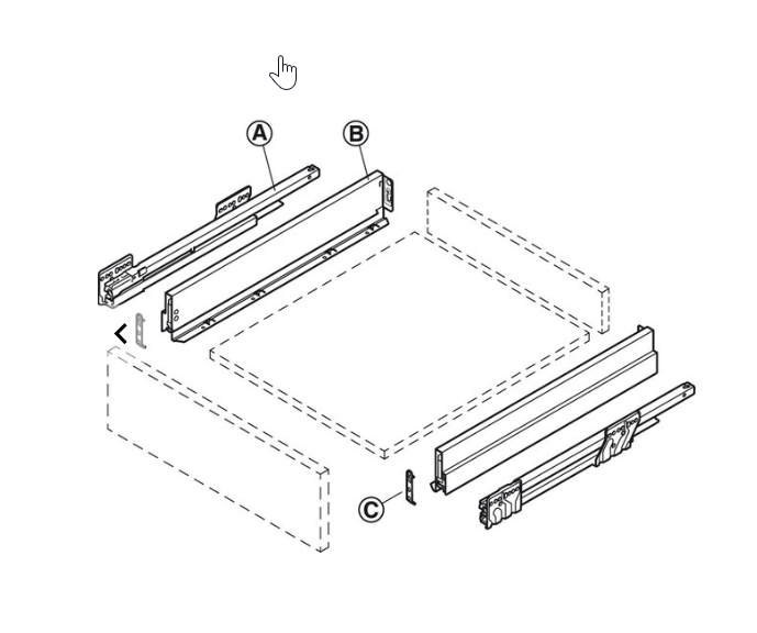 Grass Scala Geleiderset - Lengte 450mm Hoogte 90mm